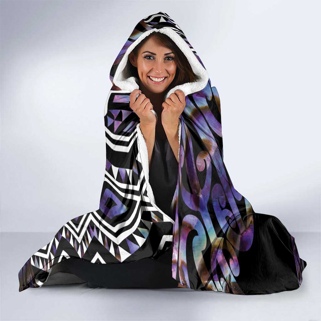 Personalised New Zealand Darts Hooded Blanket Ngutukaka Manaia Taniko Luxury Purple LT14 - Polynesian Pride