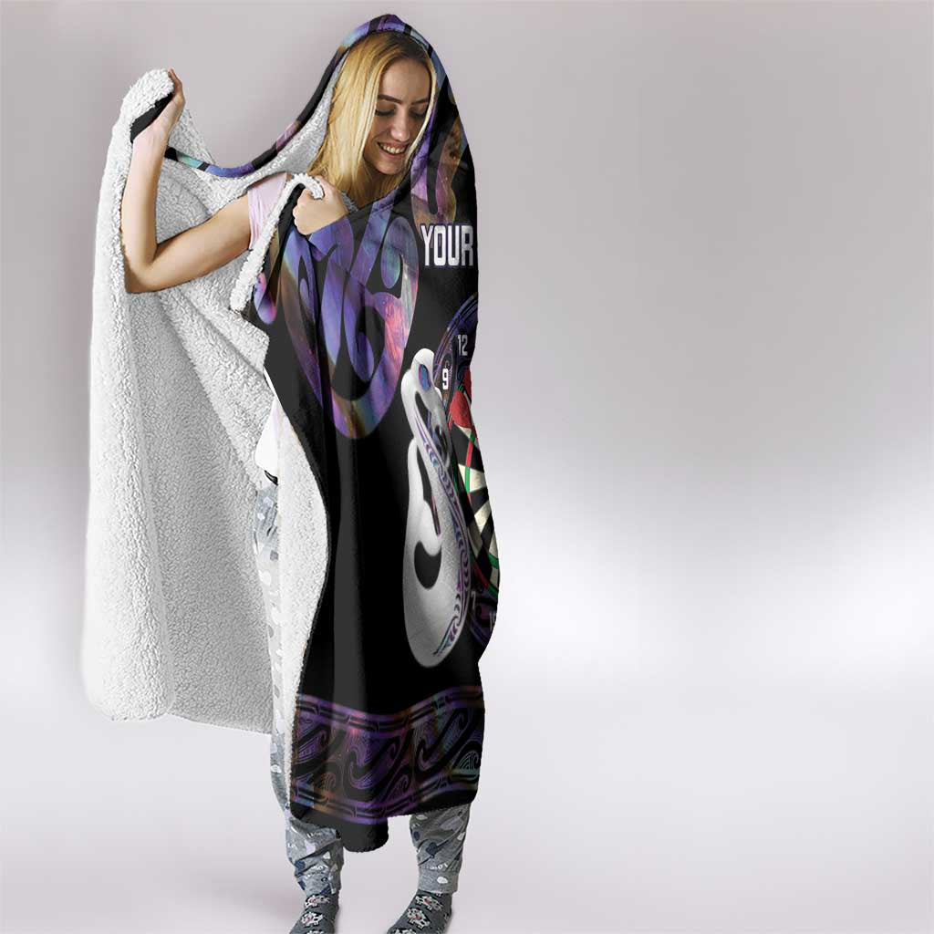 Personalised New Zealand Darts Hooded Blanket Ngutukaka Manaia Taniko Luxury Purple LT14 - Polynesian Pride