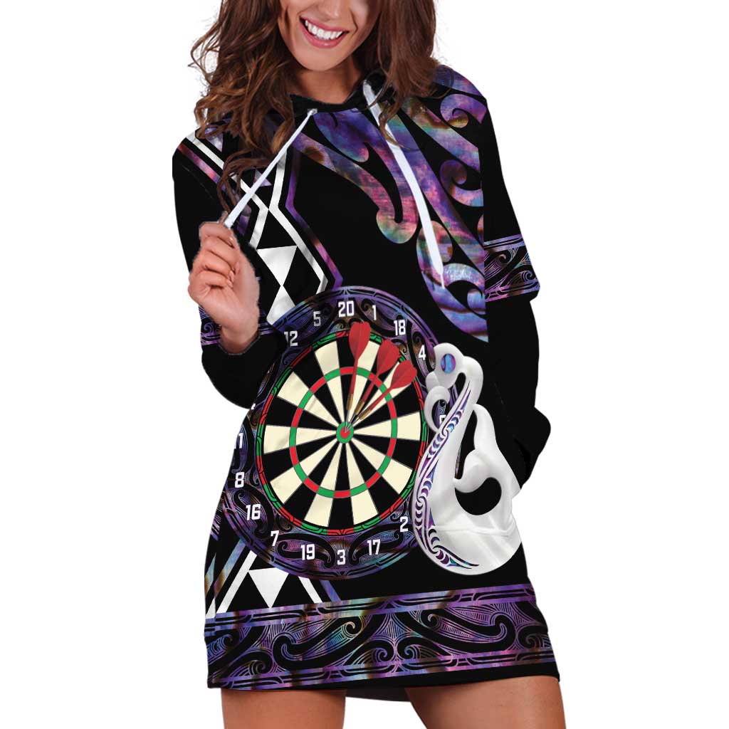 Personalised New Zealand Darts Hoodie Dress Ngutukaka Manaia Taniko Luxury Purple LT14 Purple - Polynesian Pride