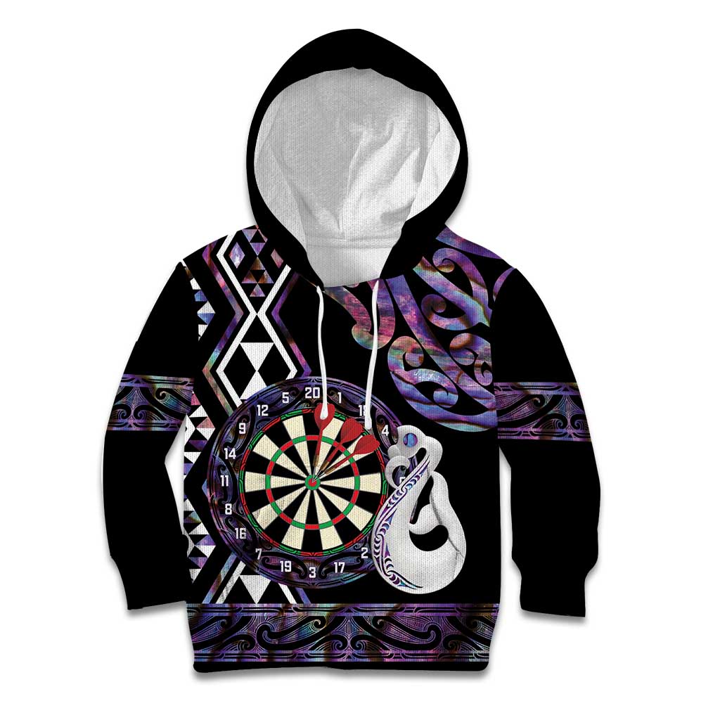 Personalised New Zealand Darts Kid Hoodie Ngutukaka Manaia Taniko Luxury Purple LT14 Hoodie Purple - Polynesian Pride