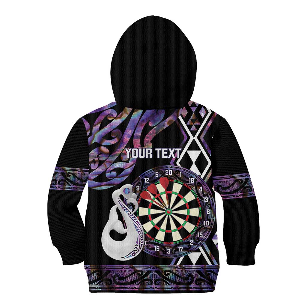 Personalised New Zealand Darts Kid Hoodie Ngutukaka Manaia Taniko Luxury Purple LT14 - Polynesian Pride