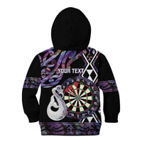 Personalised New Zealand Darts Kid Hoodie Ngutukaka Manaia Taniko Luxury Purple LT14 - Polynesian Pride