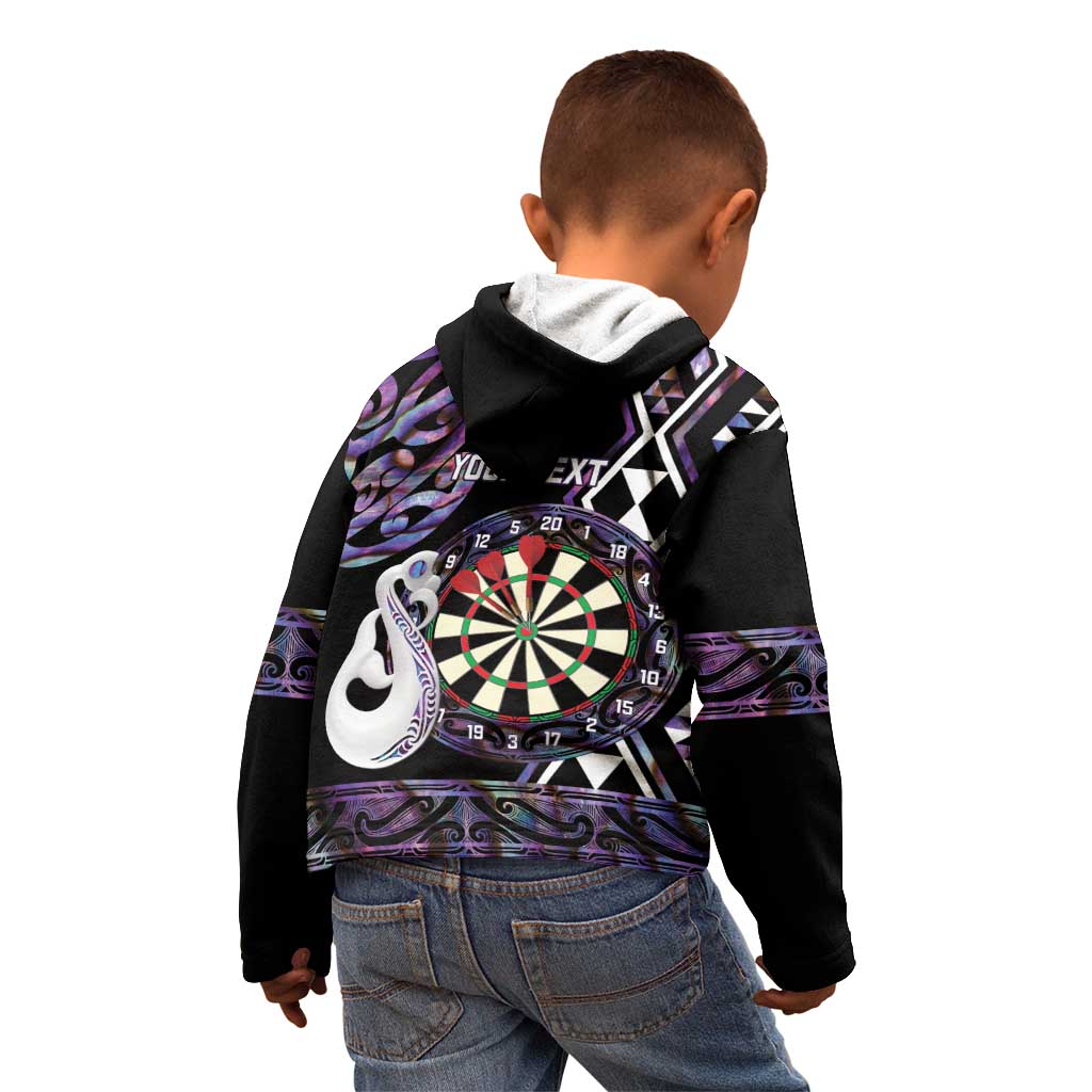 Personalised New Zealand Darts Kid Hoodie Ngutukaka Manaia Taniko Luxury Purple LT14 - Polynesian Pride