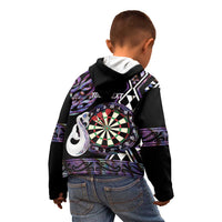 Personalised New Zealand Darts Kid Hoodie Ngutukaka Manaia Taniko Luxury Purple LT14 - Polynesian Pride