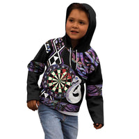 Personalised New Zealand Darts Kid Hoodie Ngutukaka Manaia Taniko Luxury Purple LT14 - Polynesian Pride