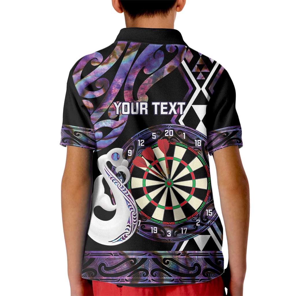 Personalised New Zealand Darts Kid Polo Shirt Ngutukaka Manaia Taniko Luxury Purple LT14 - Polynesian Pride