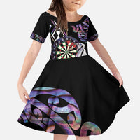 Personalised New Zealand Darts Kid Short Sleeve Dress Ngutukaka Manaia Taniko Luxury Purple LT14 KID Purple - Polynesian Pride