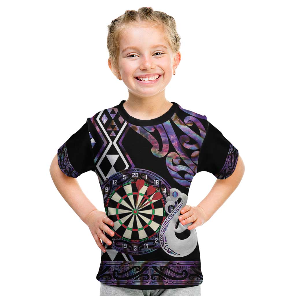 Personalised New Zealand Darts Kid T Shirt Ngutukaka Manaia Taniko Luxury Purple LT14 Purple - Polynesian Pride