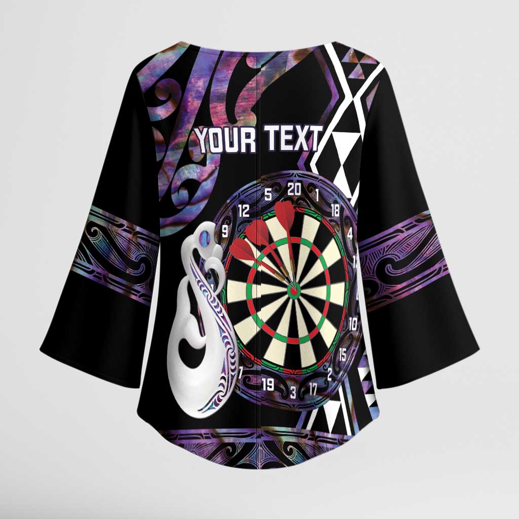 Personalised New Zealand Darts Kimono Sleeve Blouse Ngutukaka Manaia Taniko Luxury Purple LT14 - Polynesian Pride