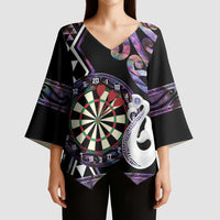 Personalised New Zealand Darts Kimono Sleeve Blouse Ngutukaka Manaia Taniko Luxury Purple LT14 - Polynesian Pride