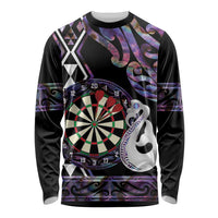 Personalised New Zealand Darts Long Sleeve Shirt Ngutukaka Manaia Taniko Luxury Purple LT14 Unisex Purple - Polynesian Pride
