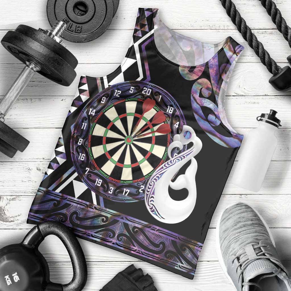 Personalised New Zealand Darts Men Tank Top Ngutukaka Manaia Taniko Luxury Purple LT14 - Polynesian Pride