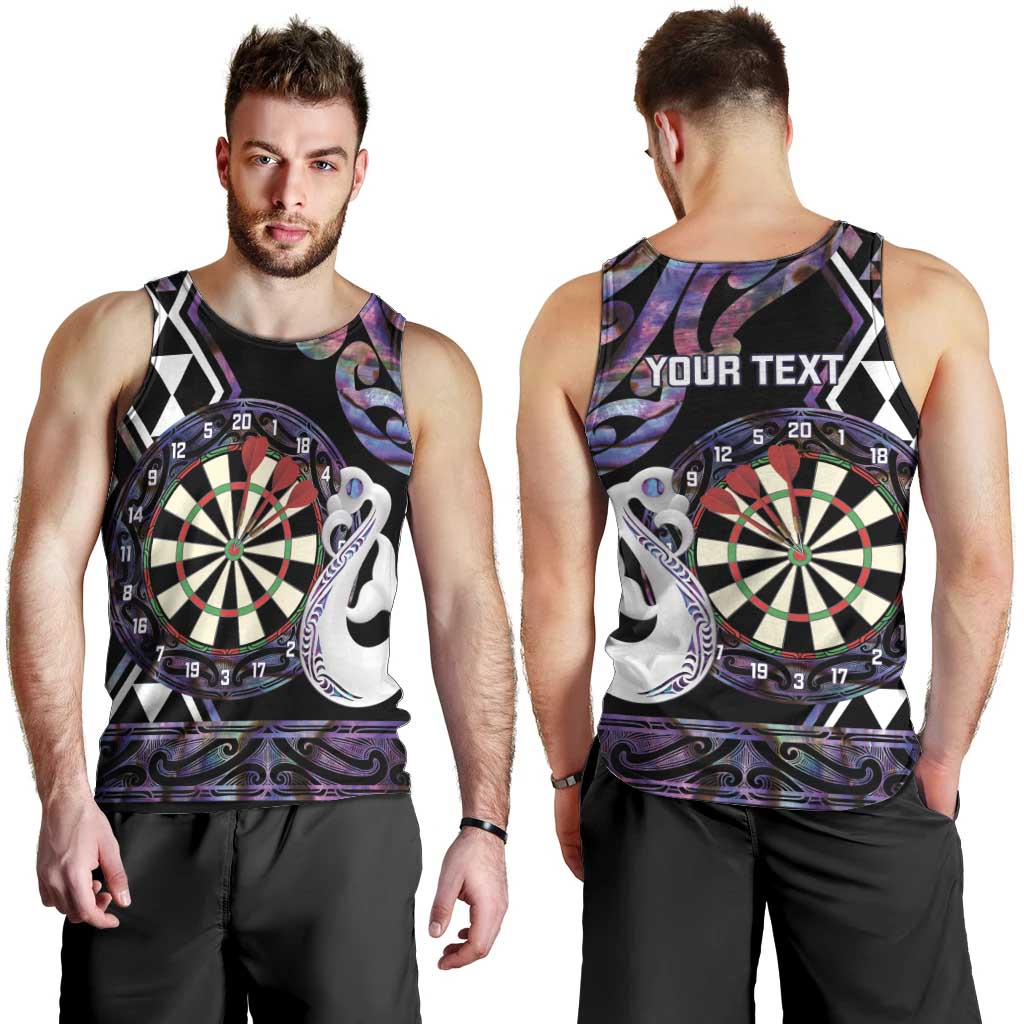 Personalised New Zealand Darts Men Tank Top Ngutukaka Manaia Taniko Luxury Purple LT14 - Polynesian Pride