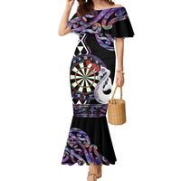 Personalised New Zealand Darts Mermaid Dress Ngutukaka Manaia Taniko Luxury Purple LT14 Women Purple - Polynesian Pride