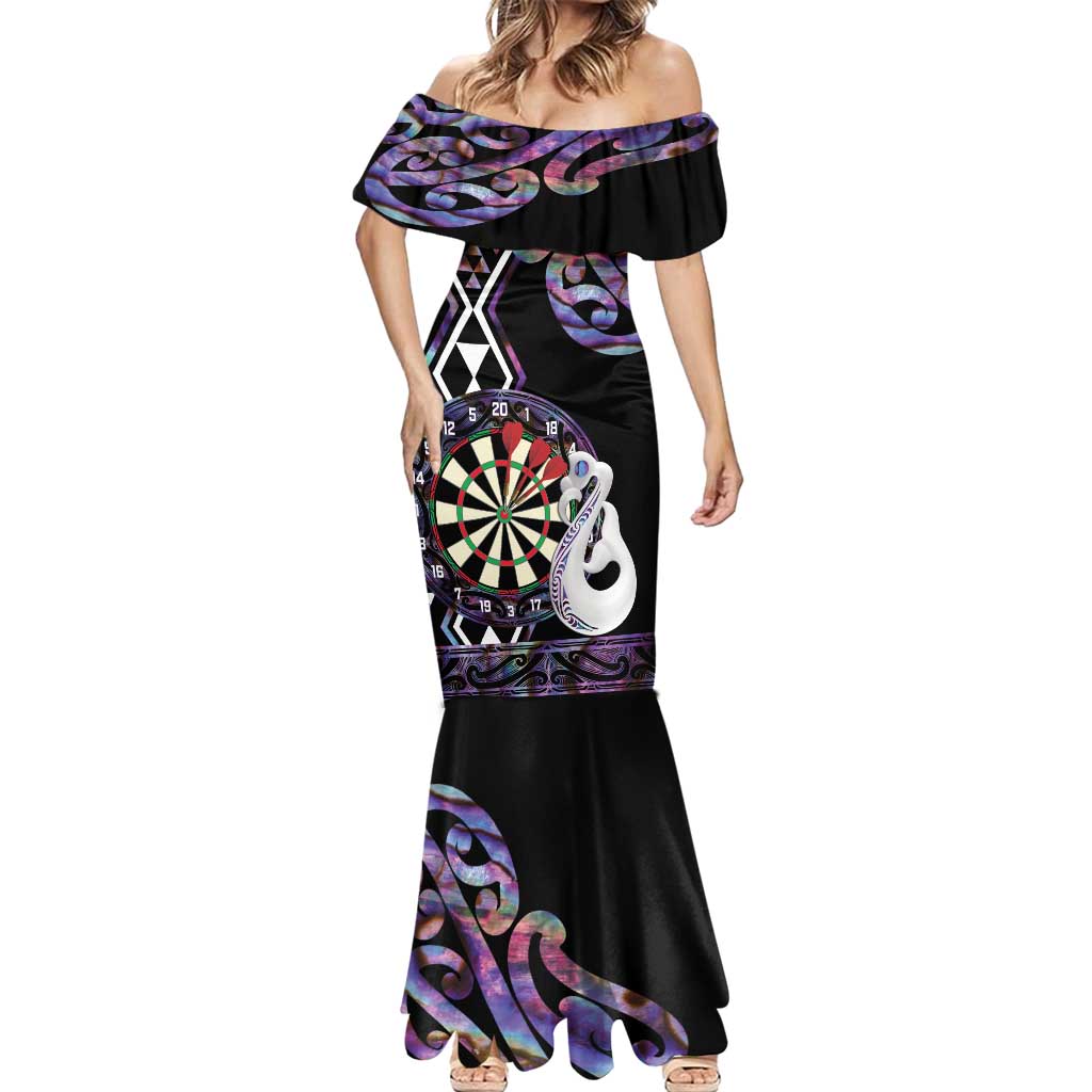 Personalised New Zealand Darts Mermaid Dress Ngutukaka Manaia Taniko Luxury Purple LT14 - Polynesian Pride
