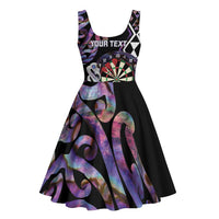 Personalised New Zealand Darts Midi Dress Ngutukaka Manaia Taniko Luxury Purple LT14 - Polynesian Pride