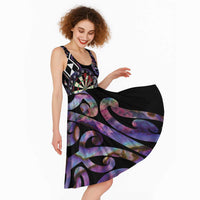 Personalised New Zealand Darts Midi Dress Ngutukaka Manaia Taniko Luxury Purple LT14 - Polynesian Pride
