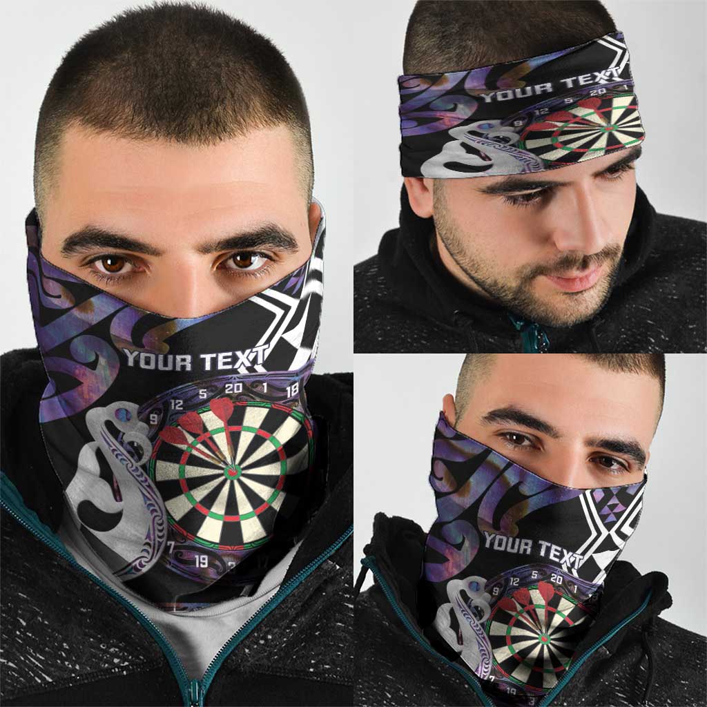 Personalised New Zealand Darts Neck Gaiter Ngutukaka Manaia Taniko Luxury Purple LT14 - Polynesian Pride