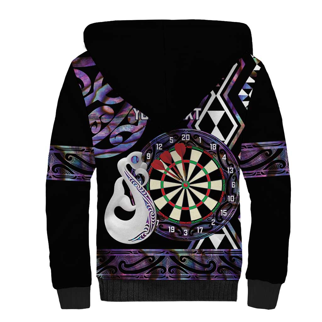 Personalised New Zealand Darts Sherpa Hoodie Ngutukaka Manaia Taniko Luxury Purple LT14 - Polynesian Pride
