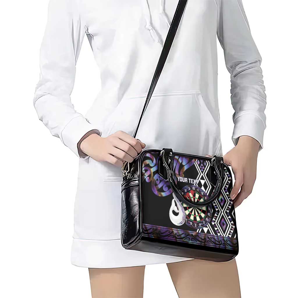 Personalised New Zealand Darts Shoulder Handbag Ngutukaka Manaia Taniko Luxury Purple - Polynesian Pride