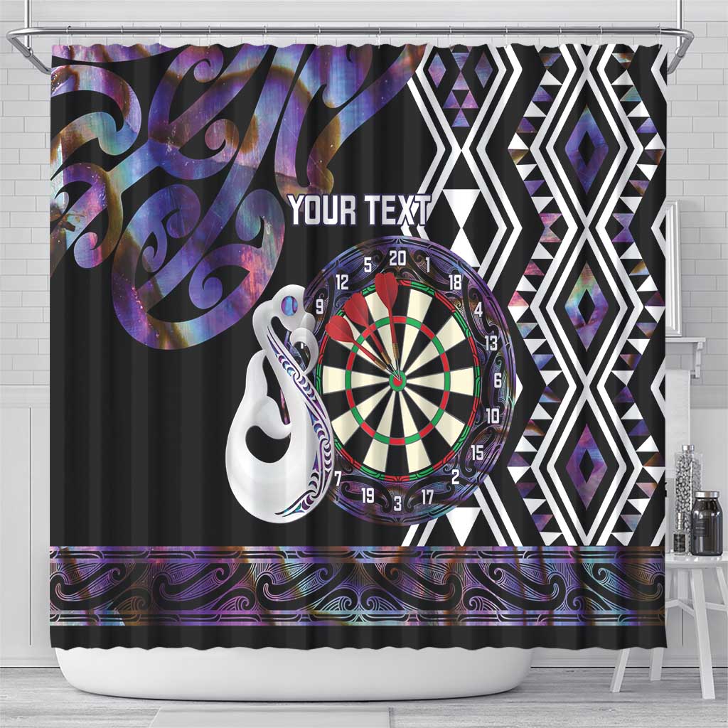 Personalised New Zealand Darts Shower Curtain Ngutukaka Manaia Taniko Luxury Purple LT14 - Polynesian Pride