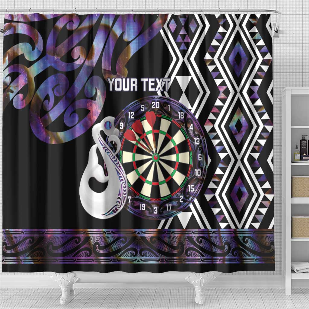 Personalised New Zealand Darts Shower Curtain Ngutukaka Manaia Taniko Luxury Purple LT14 - Polynesian Pride