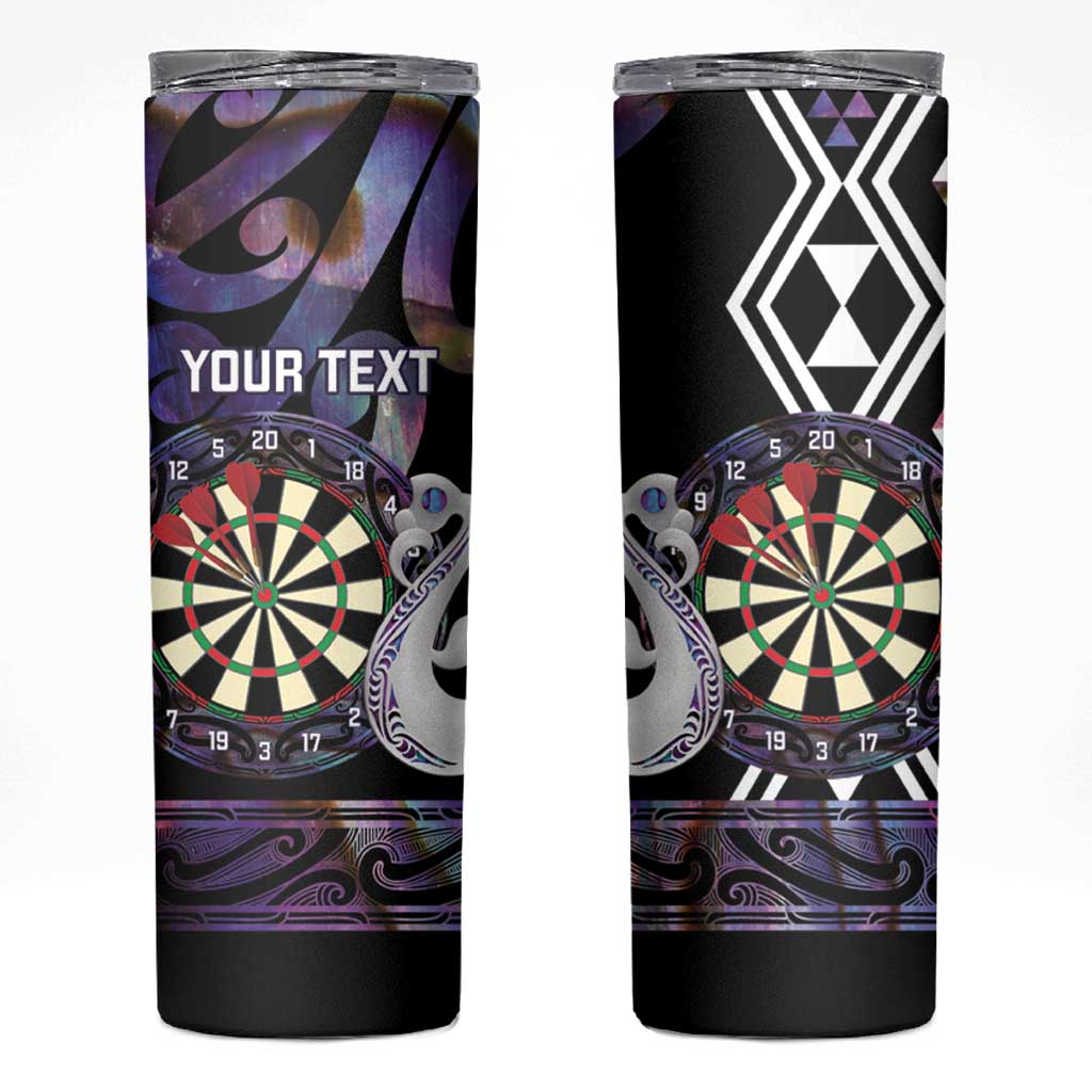 Personalised New Zealand Darts Skinny Tumbler Ngutukaka Manaia Taniko Luxury Purple LT14 Purple - Polynesian Pride