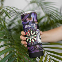 Personalised New Zealand Darts Skinny Tumbler Ngutukaka Manaia Taniko Luxury Purple LT14 - Polynesian Pride