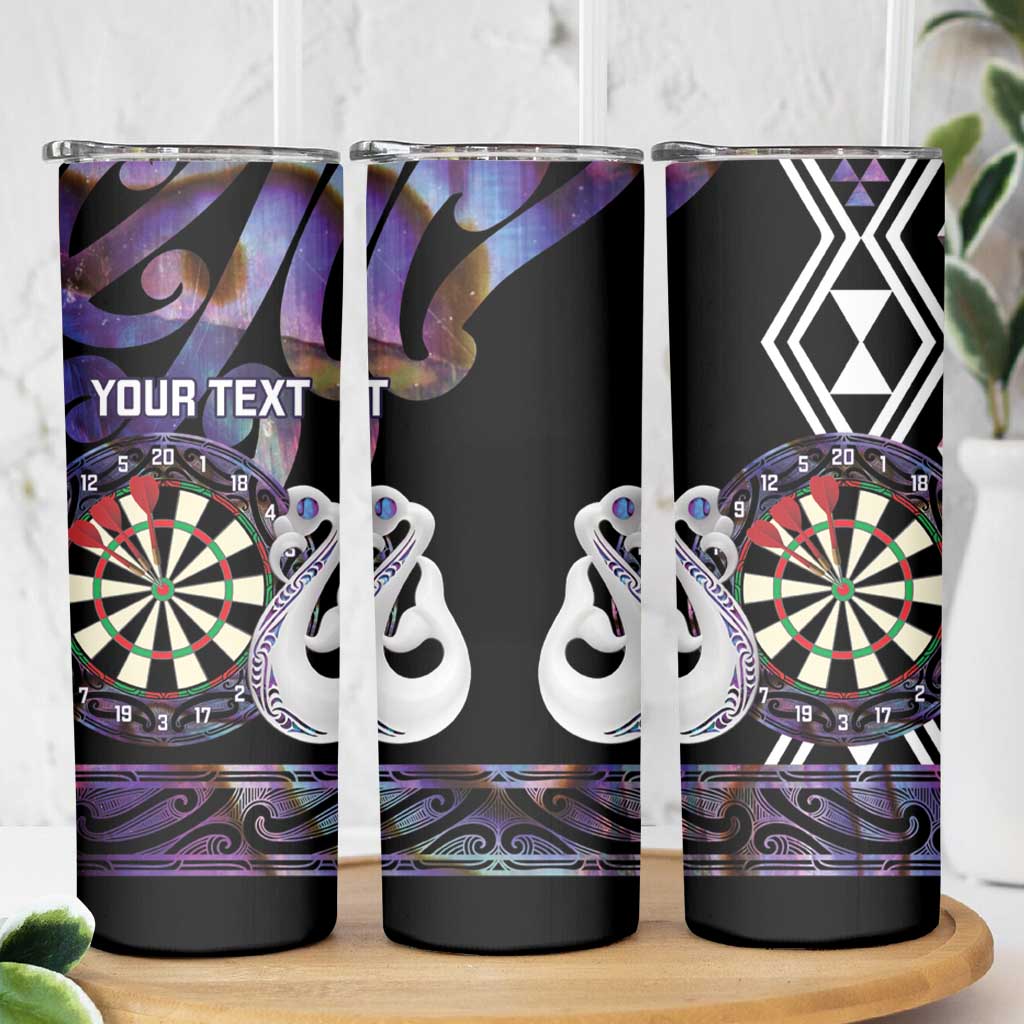 Personalised New Zealand Darts Skinny Tumbler Ngutukaka Manaia Taniko Luxury Purple LT14 - Polynesian Pride