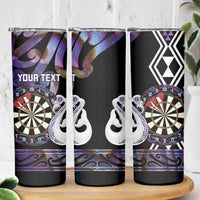 Personalised New Zealand Darts Skinny Tumbler Ngutukaka Manaia Taniko Luxury Purple LT14 - Polynesian Pride