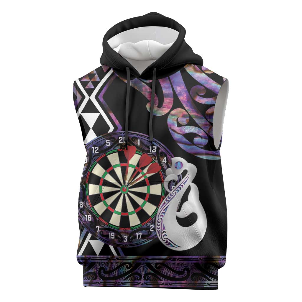 Personalised New Zealand Darts Sleeveless Hoodie Ngutukaka Manaia Taniko Luxury Purple LT14 Purple - Polynesian Pride