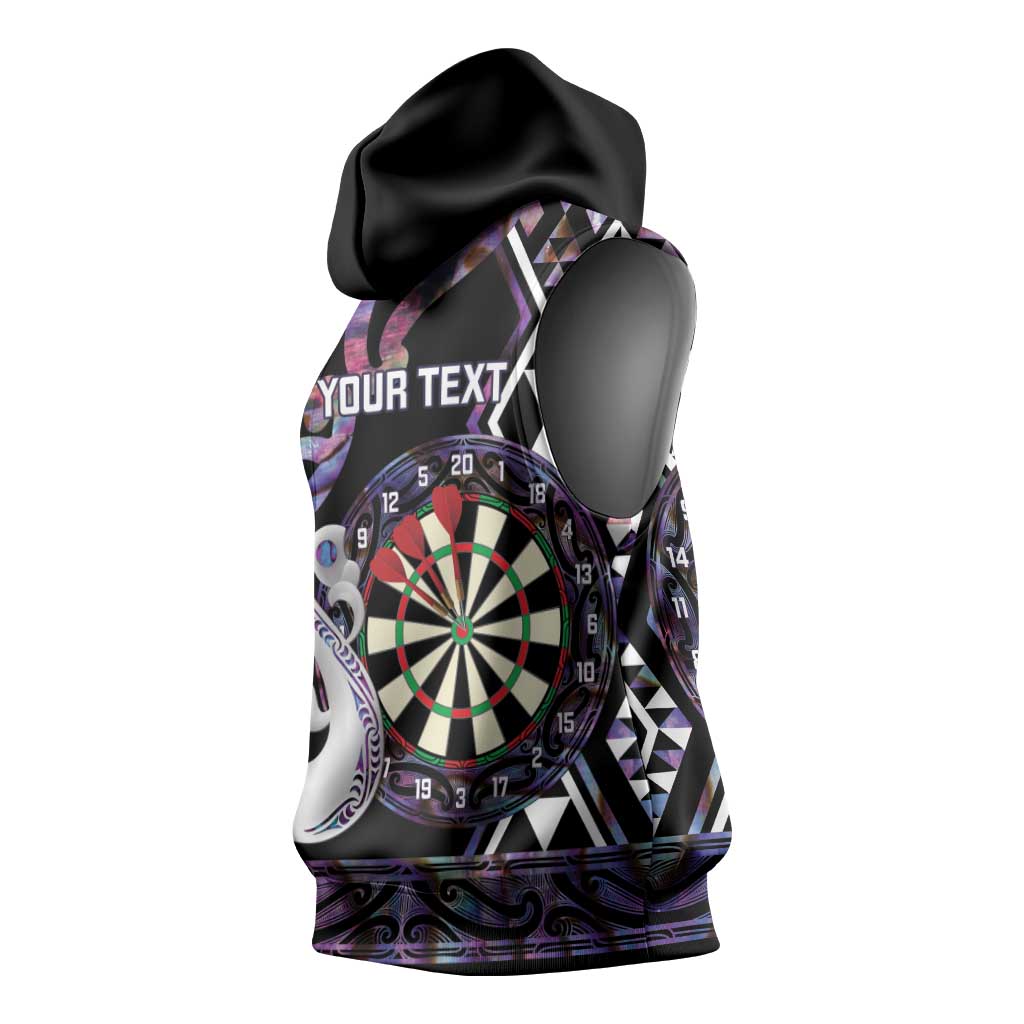 Personalised New Zealand Darts Sleeveless Hoodie Ngutukaka Manaia Taniko Luxury Purple LT14 - Polynesian Pride