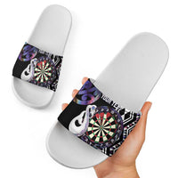 Personalised New Zealand Darts Slide Sandals Ngutukaka Manaia Taniko Luxury Purple LT14 - Polynesian Pride