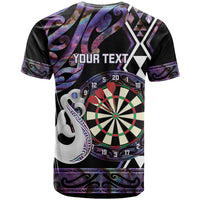 Personalised New Zealand Darts T Shirt Ngutukaka Manaia Taniko Luxury Purple LT14 - Polynesian Pride