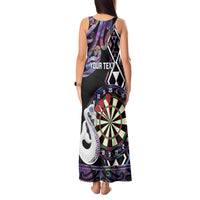 Personalised New Zealand Darts Tank Maxi Dress Ngutukaka Manaia Taniko Luxury Purple LT14 - Polynesian Pride