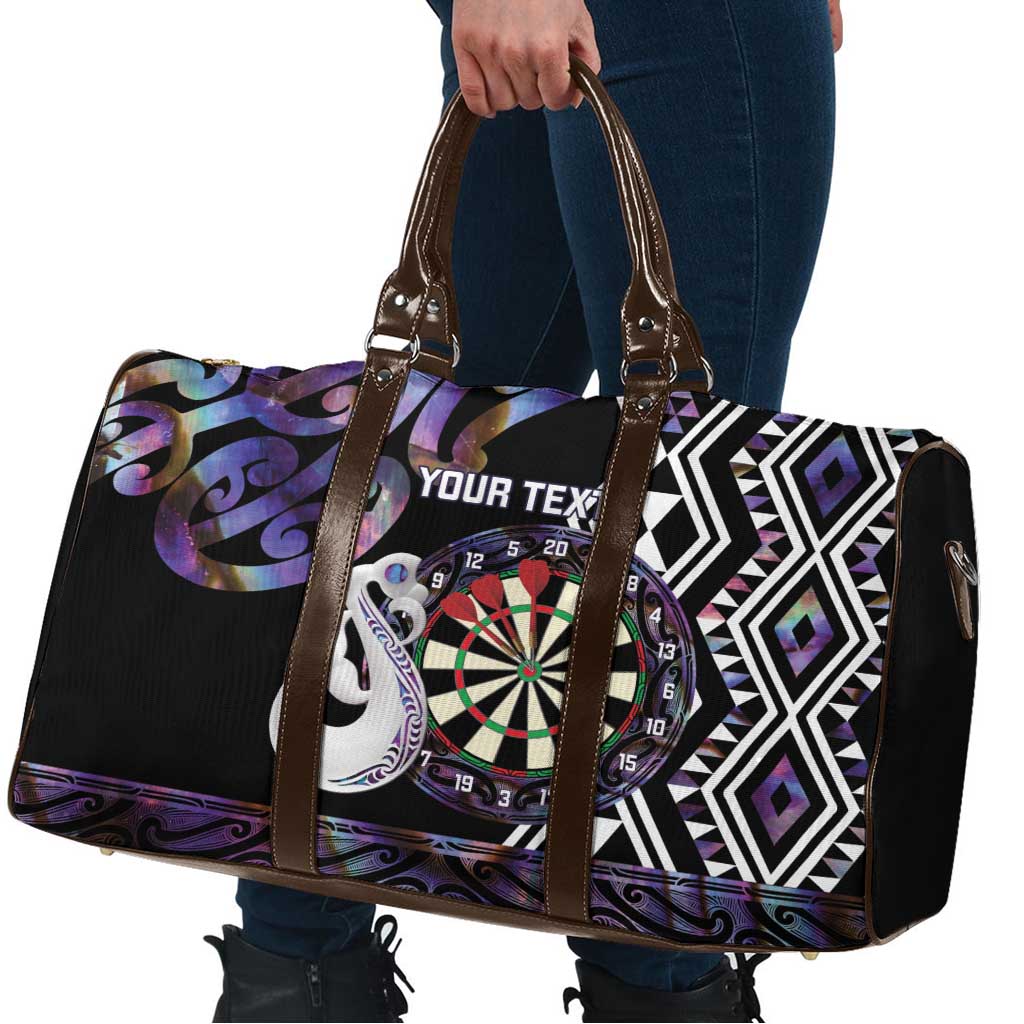 Personalised New Zealand Darts Travel Bag Ngutukaka Manaia Taniko Luxury Purple LT14 - Polynesian Pride