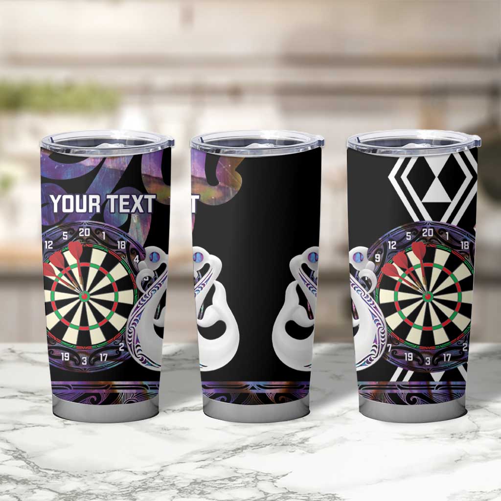 Personalised New Zealand Darts Tumbler Cup Ngutukaka Manaia Taniko Luxury Purple LT14 - Polynesian Pride