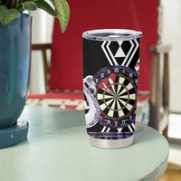 Personalised New Zealand Darts Tumbler Cup Ngutukaka Manaia Taniko Luxury Purple LT14 - Polynesian Pride
