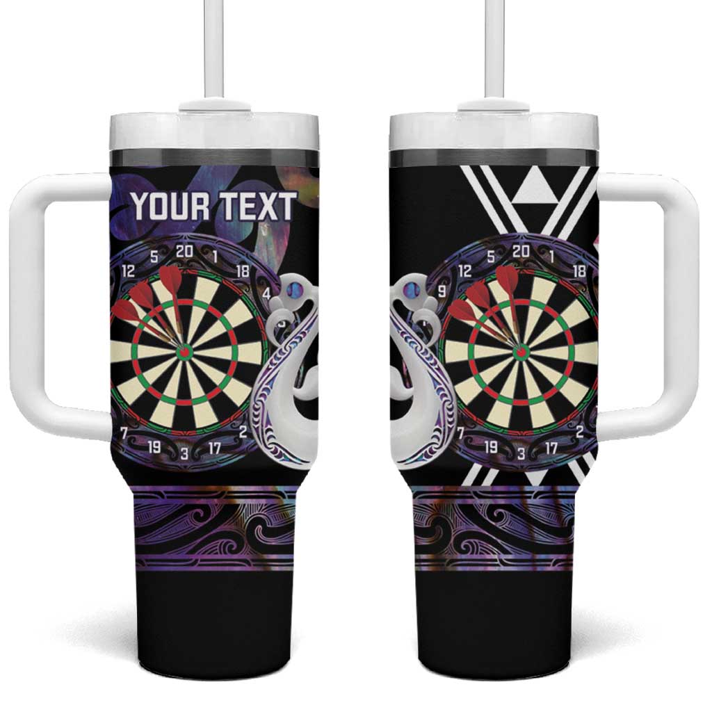 Personalised New Zealand Darts Tumbler With Handle Ngutukaka Manaia Taniko Luxury Purple LT14 One Size: 40 oz Purple - Polynesian Pride
