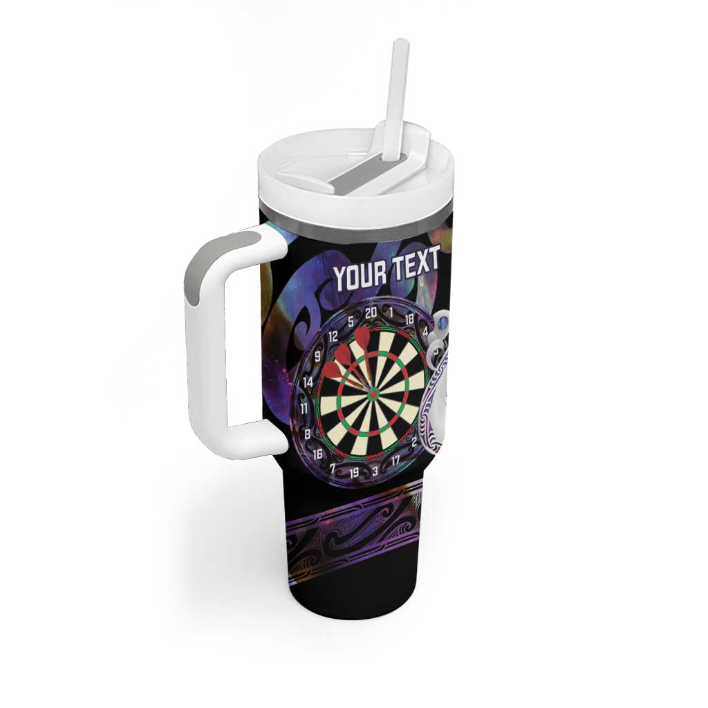 Personalised New Zealand Darts Tumbler With Handle Ngutukaka Manaia Taniko Luxury Purple LT14 - Polynesian Pride