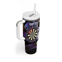 Personalised New Zealand Darts Tumbler With Handle Ngutukaka Manaia Taniko Luxury Purple LT14 - Polynesian Pride