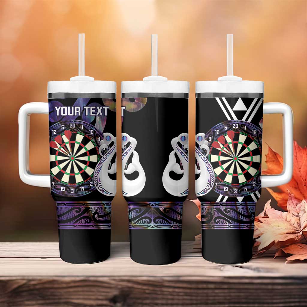 Personalised New Zealand Darts Tumbler With Handle Ngutukaka Manaia Taniko Luxury Purple LT14 - Polynesian Pride