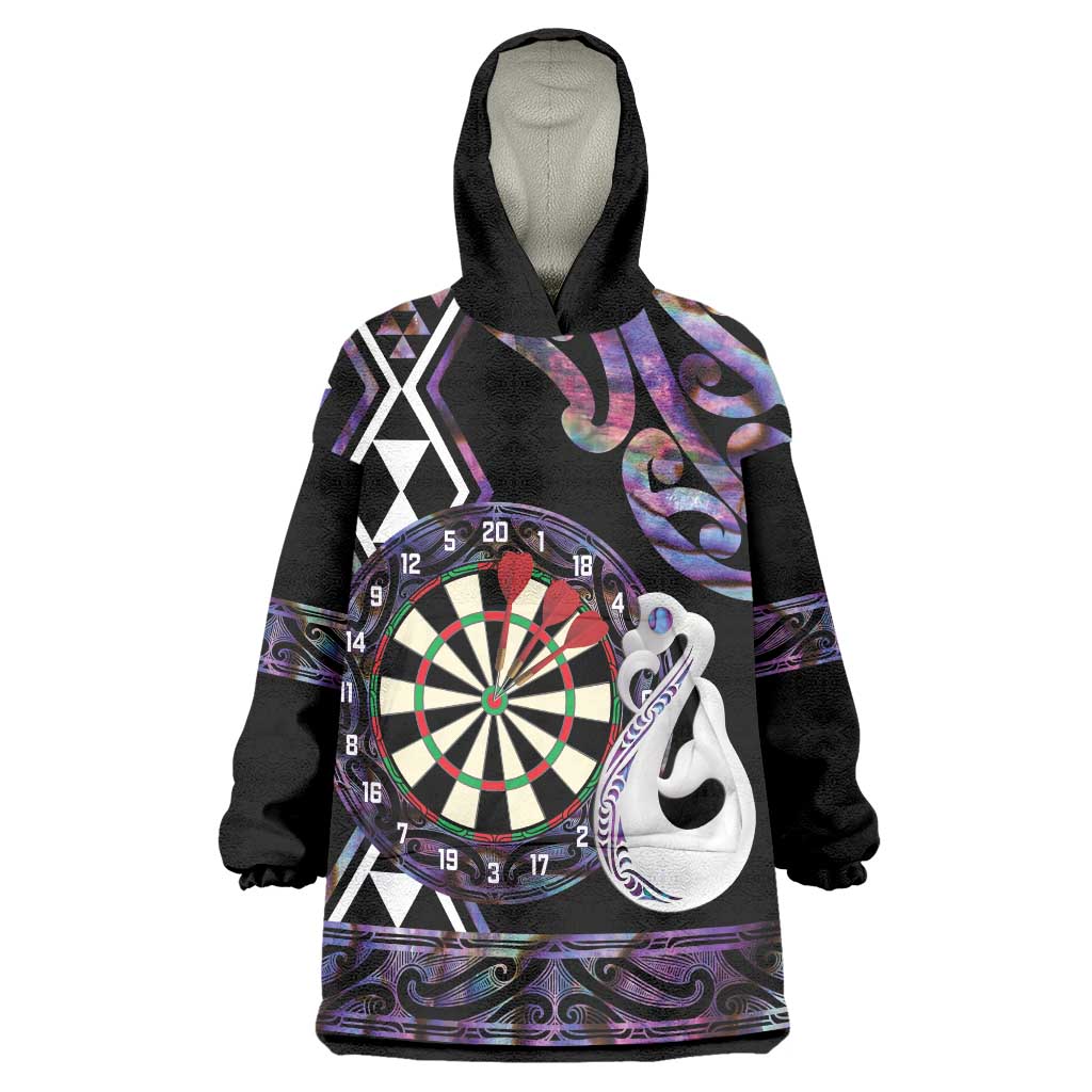 Personalised New Zealand Darts Wearable Blanket Hoodie Ngutukaka Manaia Taniko Luxury Purple LT14 One Size Purple - Polynesian Pride
