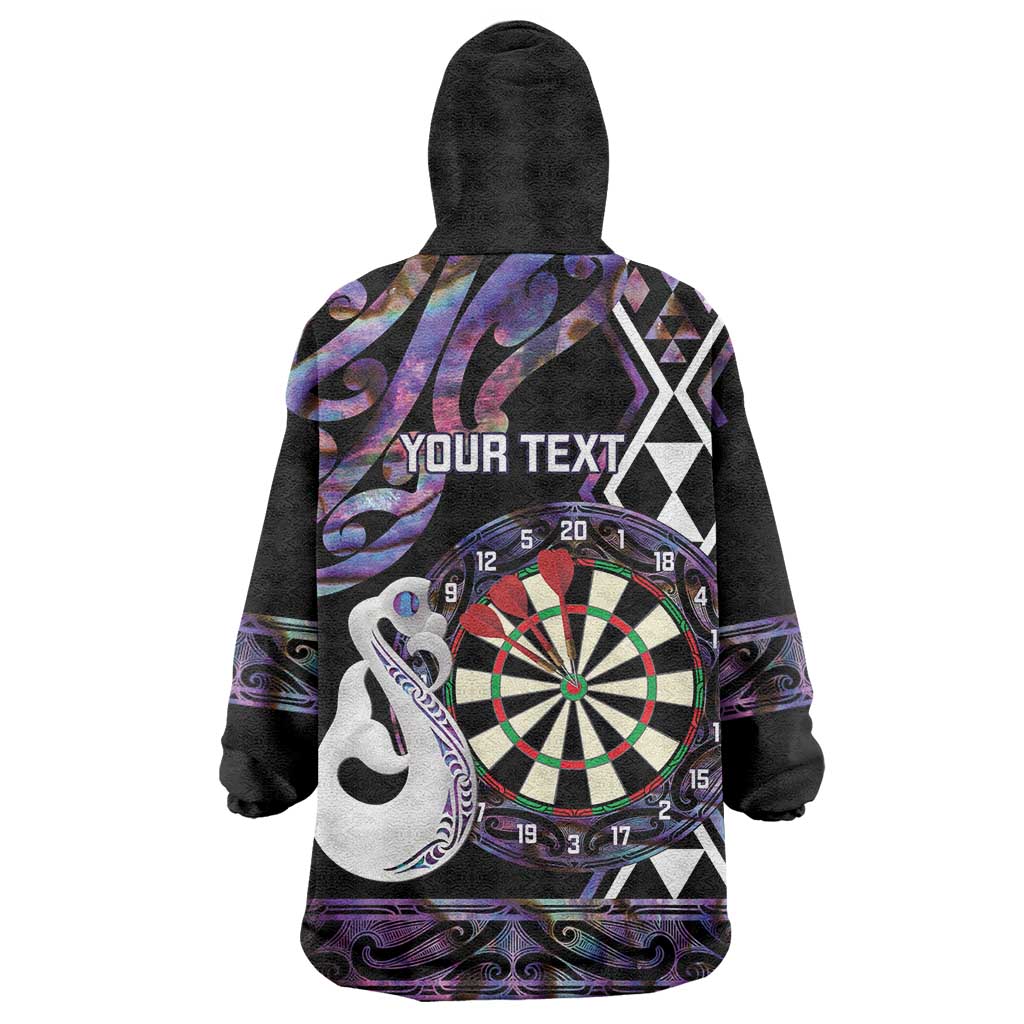 Personalised New Zealand Darts Wearable Blanket Hoodie Ngutukaka Manaia Taniko Luxury Purple LT14 - Polynesian Pride