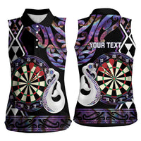 Personalised New Zealand Darts Women Sleeveless Polo Shirt Ngutukaka Manaia Taniko Luxury Purple LT14 - Polynesian Pride