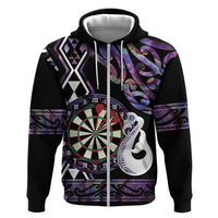 Personalised New Zealand Darts Zip Hoodie Ngutukaka Manaia Taniko Luxury Purple LT14 Zip Hoodie Purple - Polynesian Pride