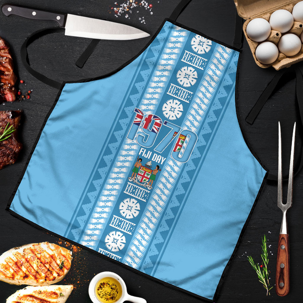 Fiji Day 1970 Apron For Fiji Ever Fiji Tapa Pattern Blue LT14 Blue - Polynesian Pride