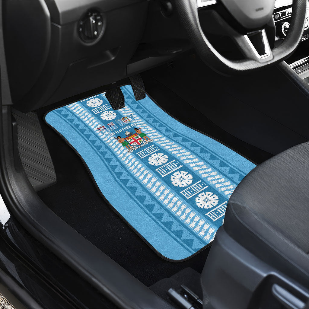 Fiji Day 1970 Car Mats For Fiji Ever Fiji Tapa Pattern Blue LT14 - Polynesian Pride