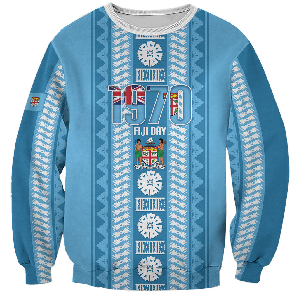 Fiji Day 1970 Sweatshirt For Fiji Ever Fiji Tapa Pattern Blue LT14 Unisex Blue - Polynesian Pride