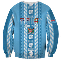 Fiji Day 1970 Sweatshirt For Fiji Ever Fiji Tapa Pattern Blue LT14 - Polynesian Pride